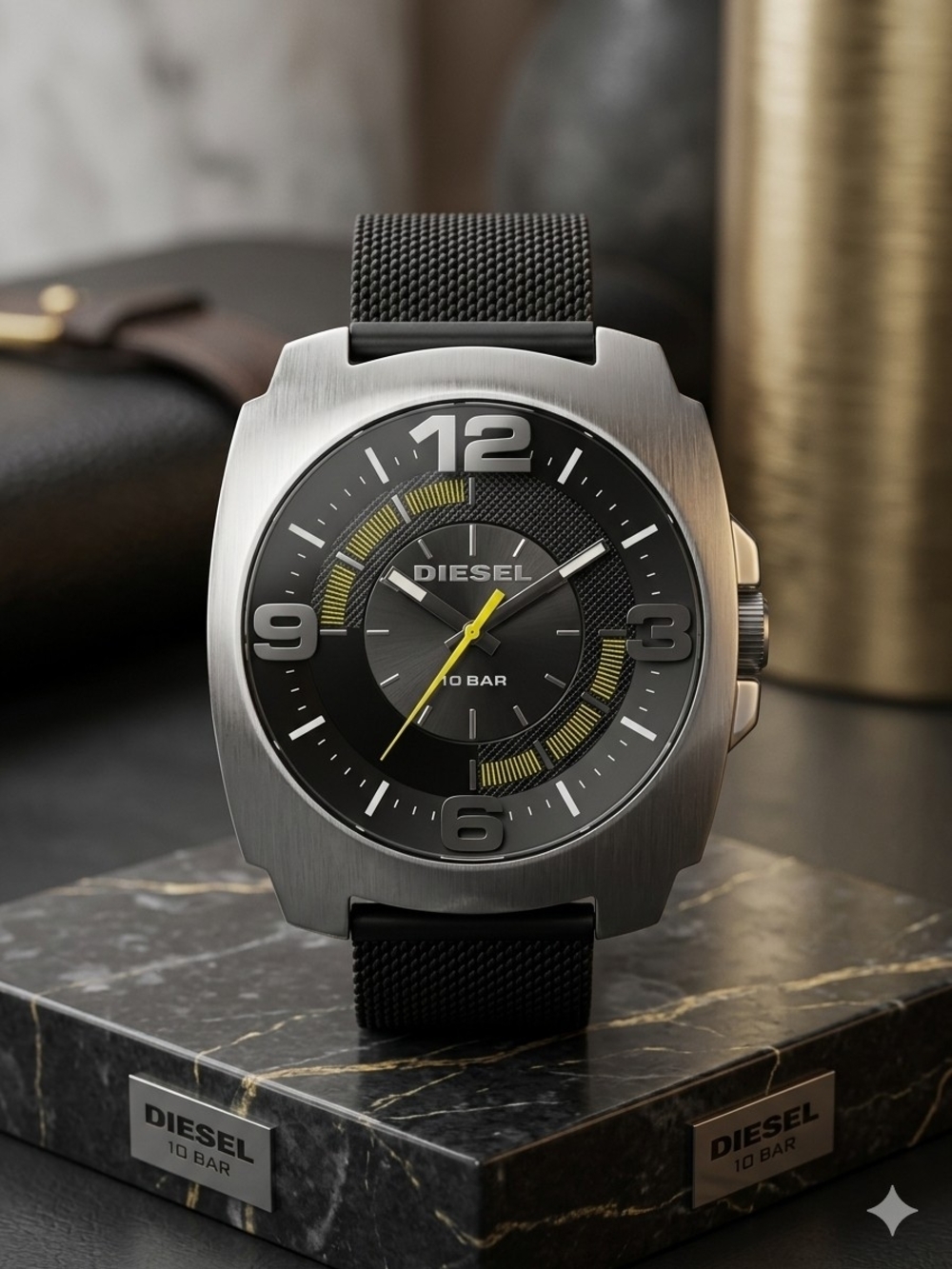 Diesel Men’s Black and Yellow Dial Swim Watch Not Working